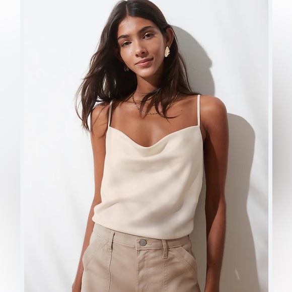 Banana Republic Tops - BANANA REPUBLIC Silky Cowl-Neck Camisole, in Snow Day, Size Medium